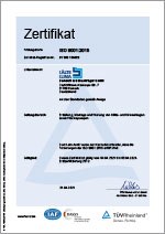 Zertifikat nach ISO 9001:2008 für Bertuleit & Bökenkröger GmbH