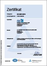 Zertifikat nach ISO 9001:2008 für Joh. Mattern Kälte-Klima GmbH