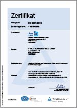 Zertifikat nach ISO 9001:2008 für Kälte-Klima GmbH Halle-Leipzig