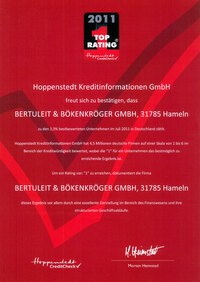 Zertifikat Hoppenstedt Bonit&auml;tsindex 1