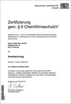 Zertifikat ChemKlimaschutz V, Bavaria Kälte-Klima GmbH, München